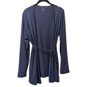 Bump in the Night Soft Blue Tie Front Maternity/Nursing Robe (L)